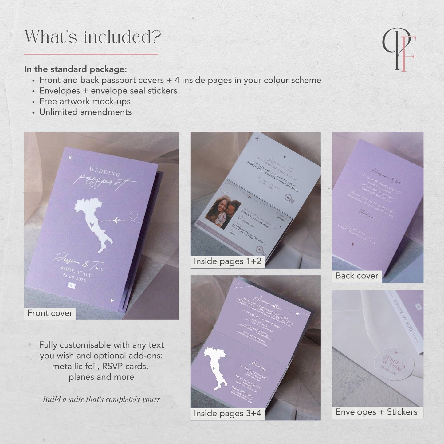 Lavender Passport Wedding Invitations
