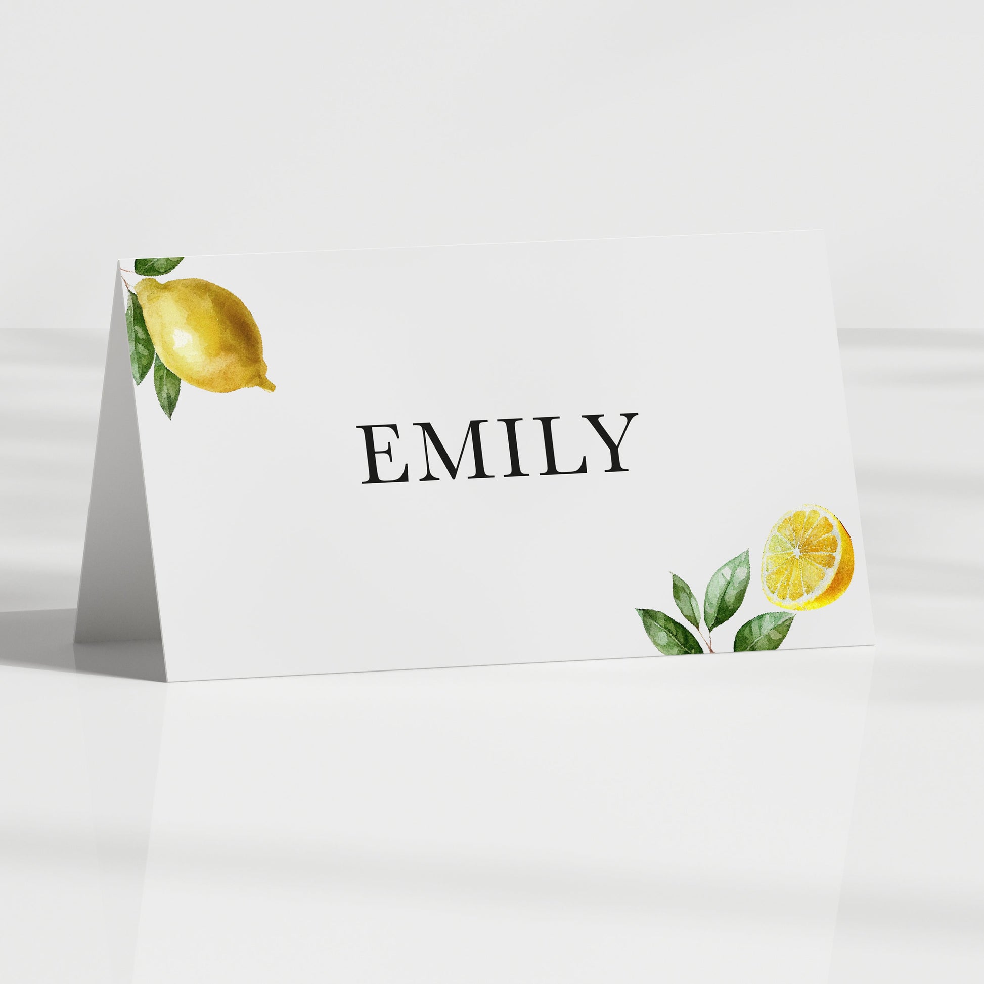 lemon wedding folded name card