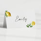 lemon wedding guest place name card 