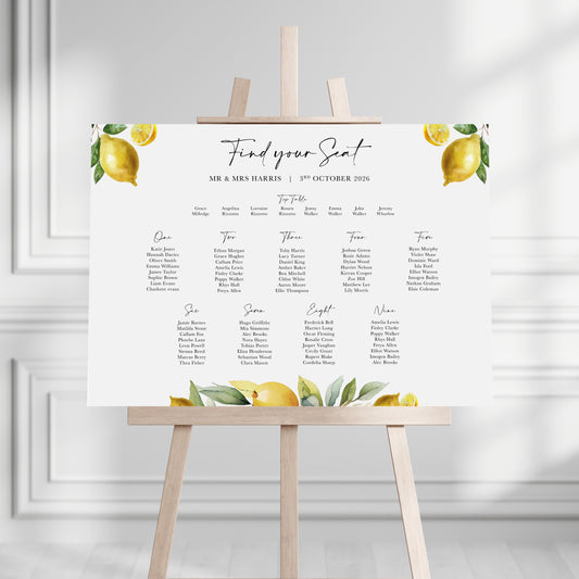 Lemon Table Plan Sign