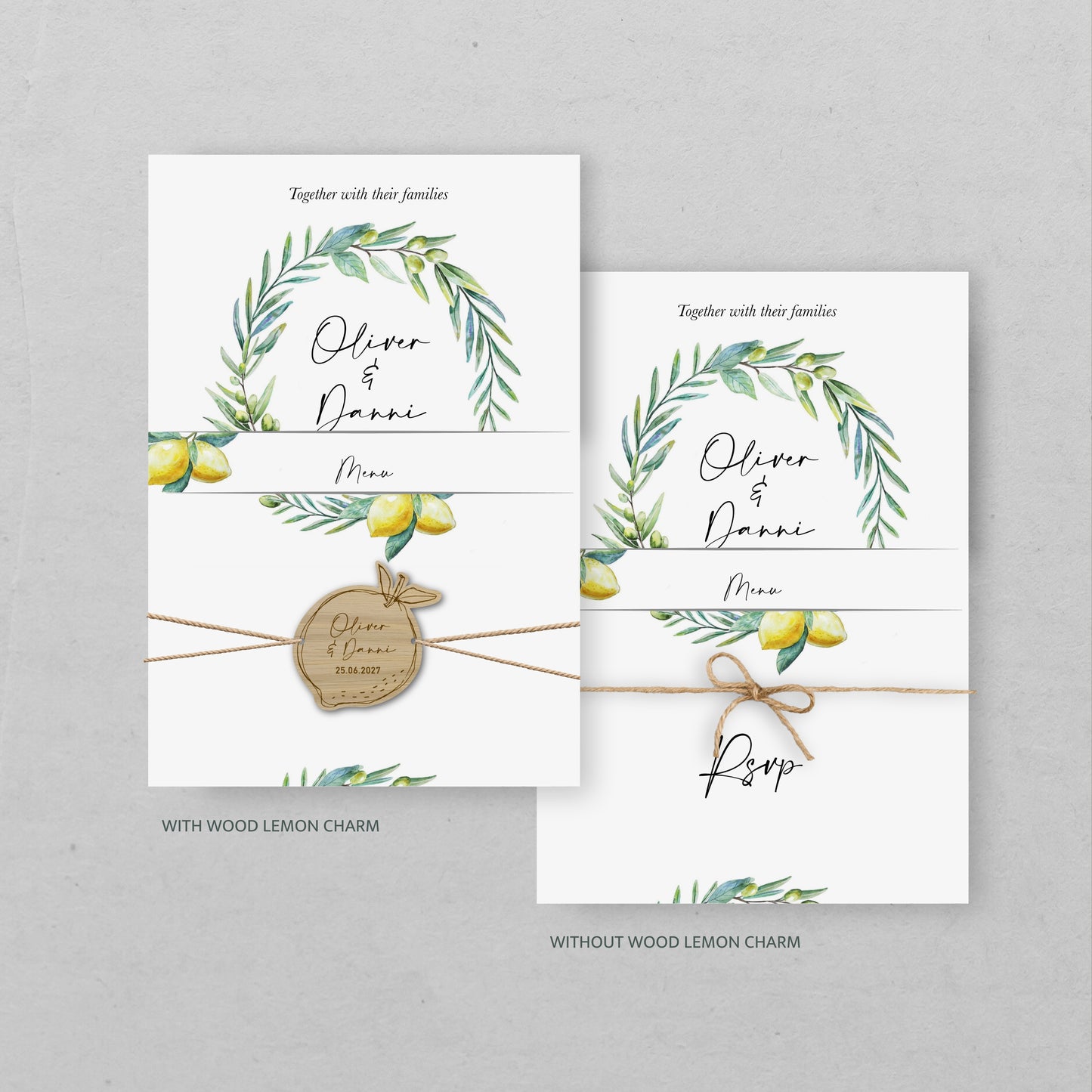 Lemon Stacked Wedding Invitations