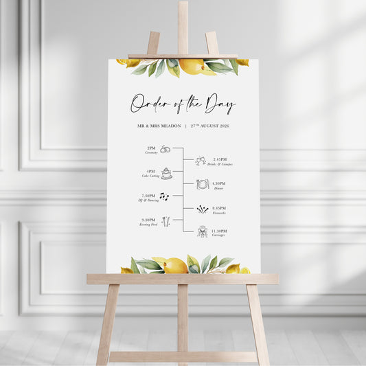 Lemon Order of the Day Sign