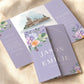 Lilac & Orange Floral Illustrated Gatefold Wedding Invitation