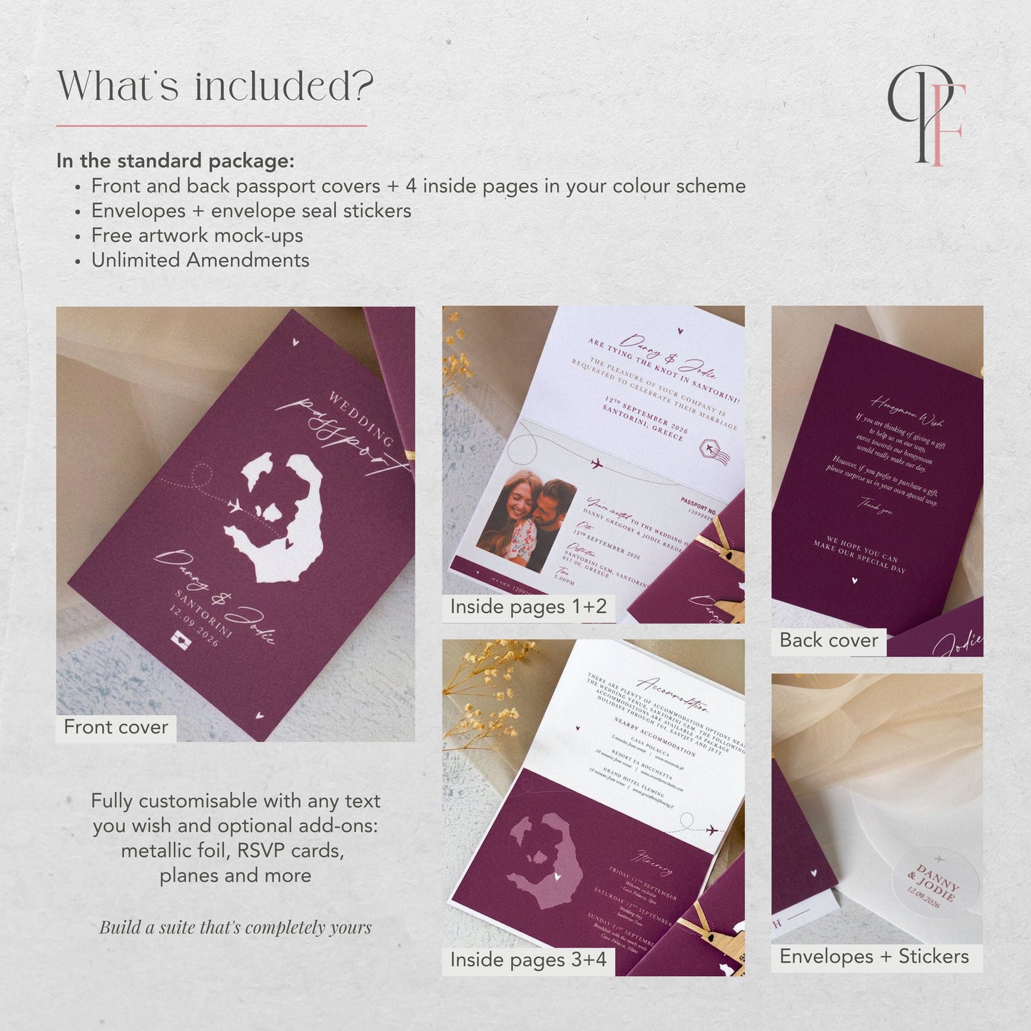 Plum Passport Wedding Invitations