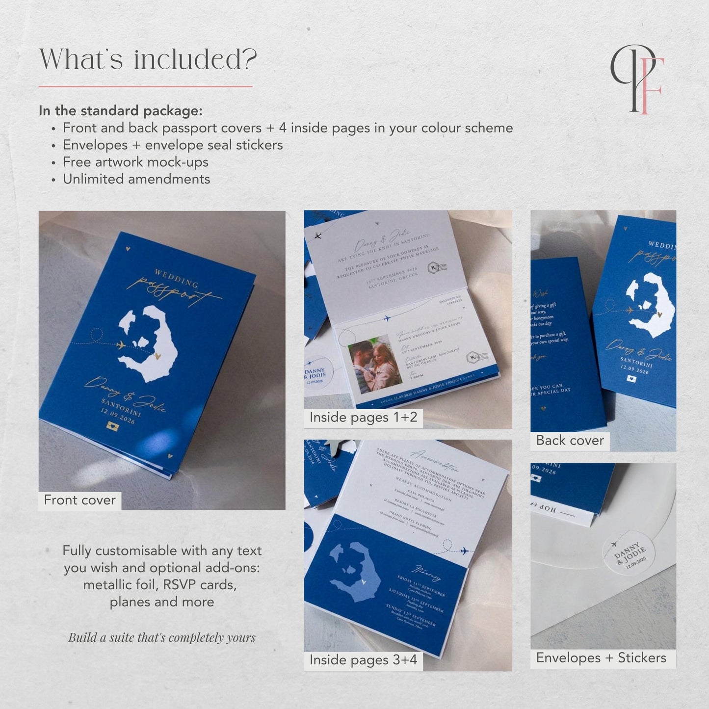 Royal Blue Passport Wedding Invitations