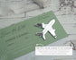 Sage Green Boarding Pass Save the Dates