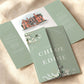 Sage Green Daisy Floral Illustrated Gatefold Wedding Invitation