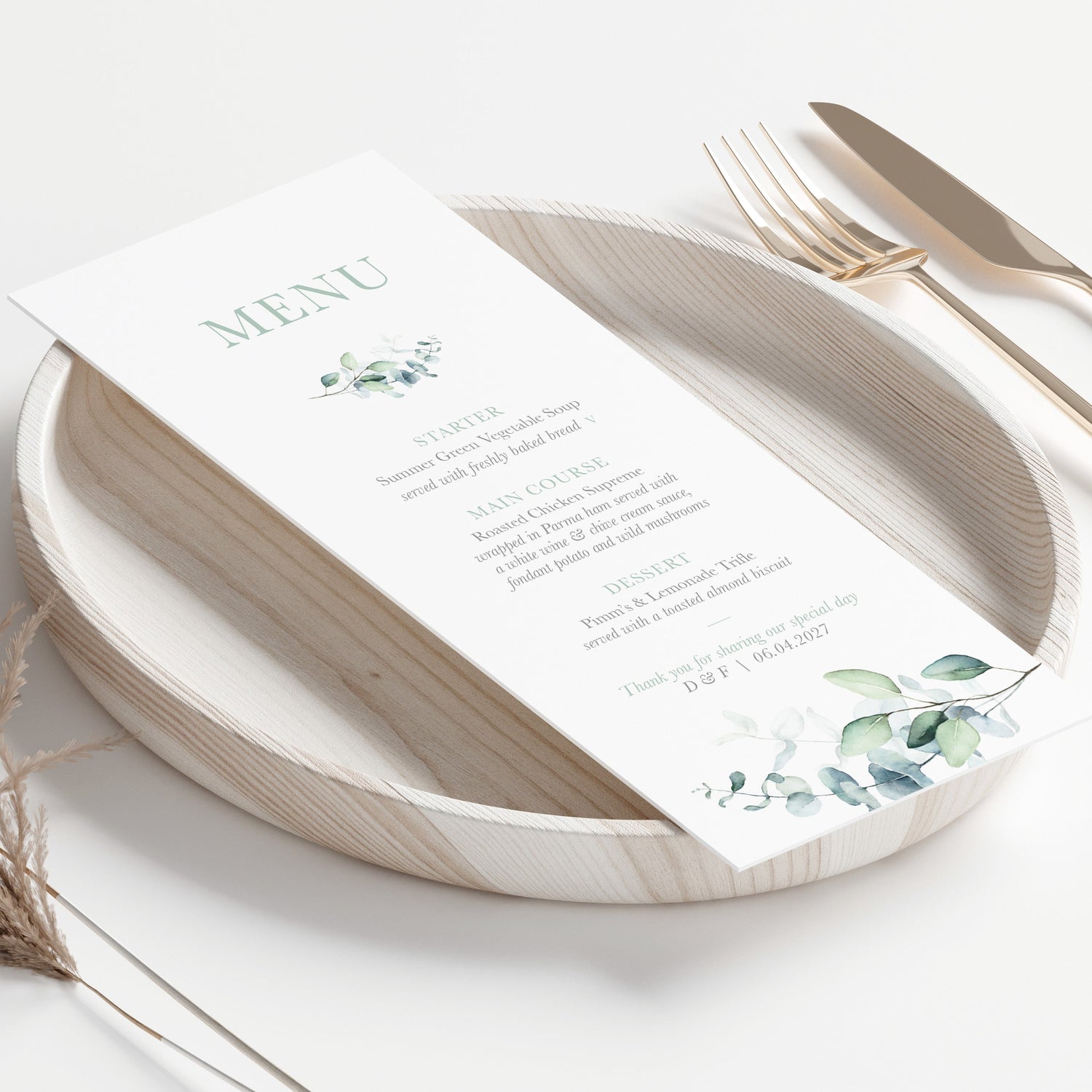 eucalyptus wedding menu 