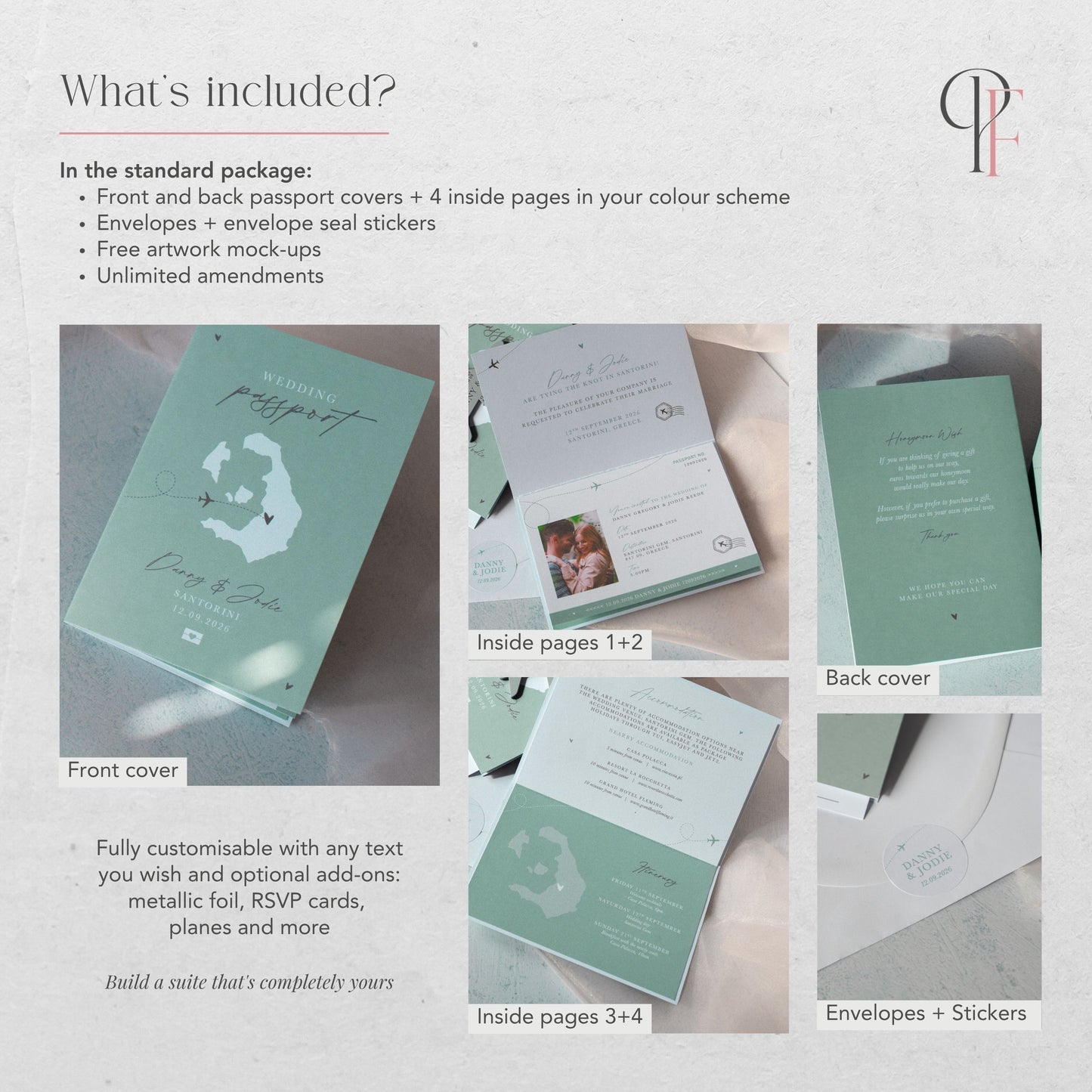 Sage Green Passport Wedding Invitations