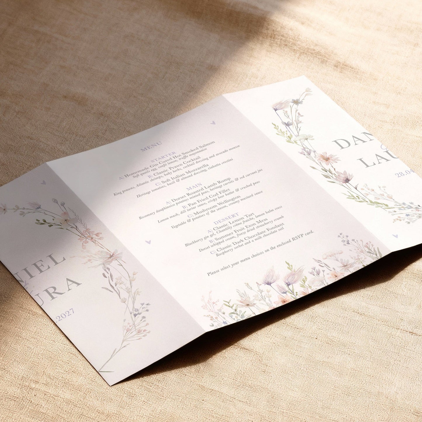 Spring Wildflowers Illustrated Gatefold Wedding Invitation