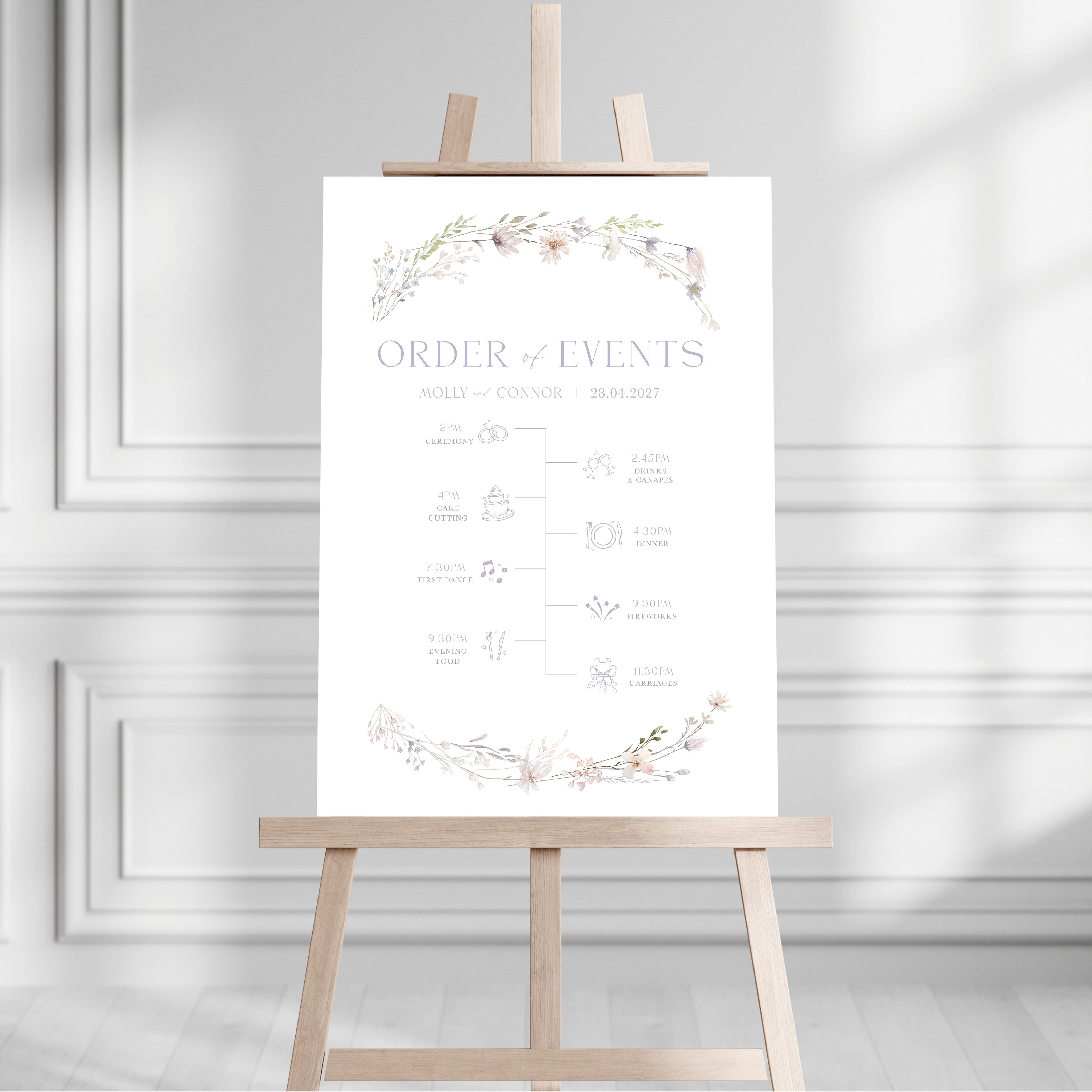 Spring Meadow Wildflowers Order of the Day Sign